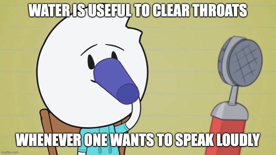 Alex Sipping Water | WATER IS USEFUL TO CLEAR THROATS; WHENEVER ONE WANTS TO SPEAK LOUDLY | image tagged in alex clark,memes,youtube | made w/ Imgflip meme maker