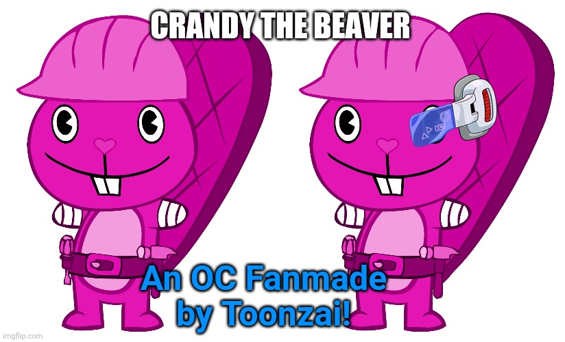 Cranky the Beaver by Toonzai | CRANDY THE BEAVER; An OC Fanmade by Toonzai! | image tagged in crandy,crandy with a scouter,happy tree friends | made w/ Imgflip meme maker