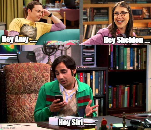 Hey Amy ..... Hey Sheldon .... Hey Siri ........ | image tagged in the big bang theory | made w/ Imgflip meme maker