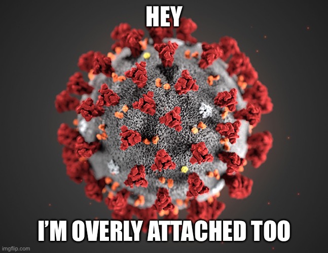 Coronavirus | HEY I’M OVERLY ATTACHED TOO | image tagged in coronavirus | made w/ Imgflip meme maker