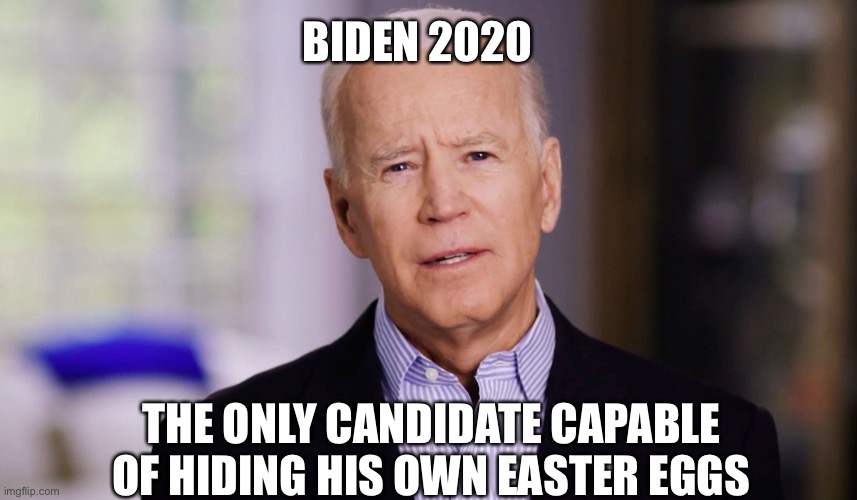 Joe Biden 2020 | BIDEN 2020; THE ONLY CANDIDATE CAPABLE OF HIDING HIS OWN EASTER EGGS | image tagged in joe biden 2020 | made w/ Imgflip meme maker