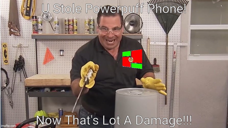 stealing Powerpuff phones | U Stole Powerpuff Phone! Now That's Lot A Damage!!! | image tagged in phil swift that's a lotta damage flex tape/seal | made w/ Imgflip meme maker
