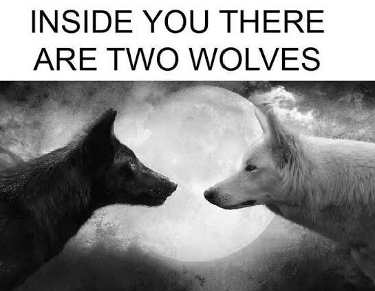 High Quality There are two wolves inside you Blank Meme Template
