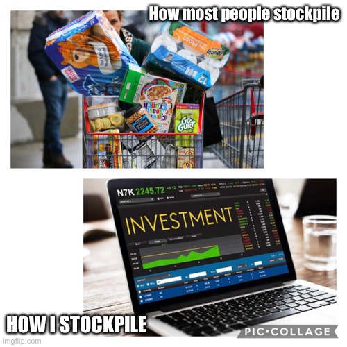 How most people stockpile; HOW I STOCKPILE | image tagged in hustle | made w/ Imgflip meme maker