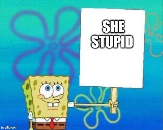 Spongebob Sign | SHE STUPID | image tagged in spongebob sign | made w/ Imgflip meme maker