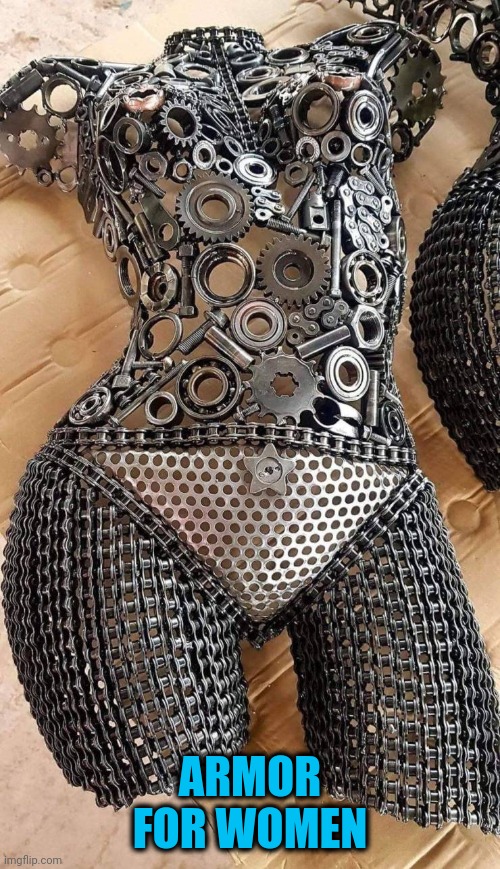 What it can seem like when you're single | ARMOR FOR WOMEN | image tagged in chick armor | made w/ Imgflip meme maker