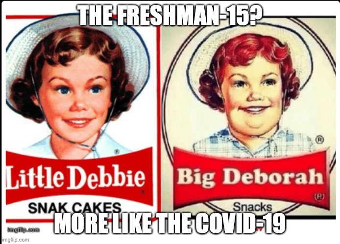 Little - Big Debbie | THE FRESHMAN-15? MORE LIKE THE COVID-19 | image tagged in little - big debbie | made w/ Imgflip meme maker
