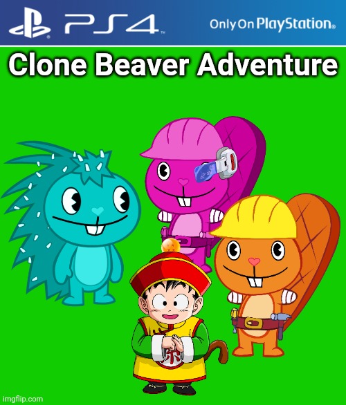 Clone Beaver Adventure (PS4 Edition) | Clone Beaver Adventure | image tagged in ps4 case,happy tree friends,gohan | made w/ Imgflip meme maker