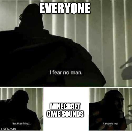 I fear no man | EVERYONE; MINECRAFT CAVE SOUNDS | image tagged in i fear no man | made w/ Imgflip meme maker