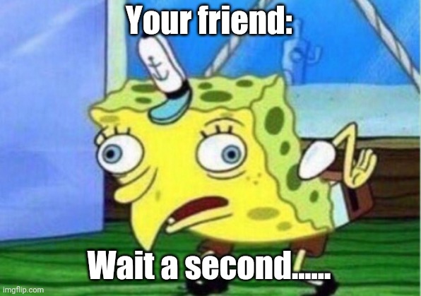 Your friend: Wait a second...... | image tagged in memes,mocking spongebob | made w/ Imgflip meme maker