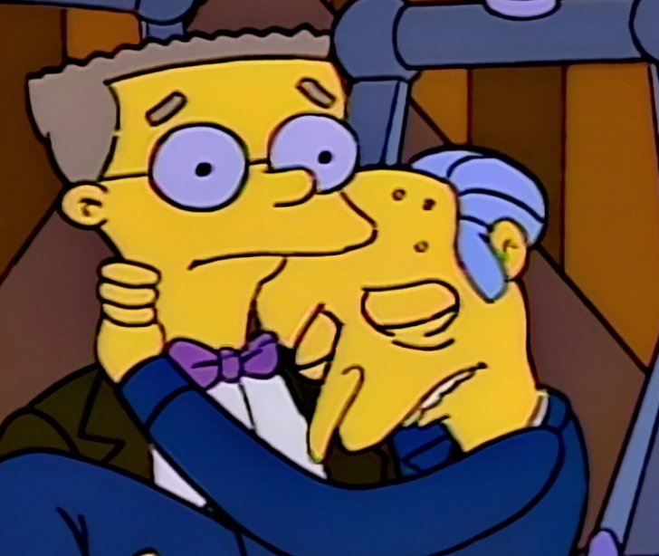 Mr Burns holds onto Smithers Blank Meme Template
