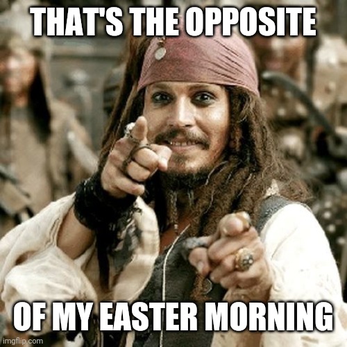 POINT JACK | THAT'S THE OPPOSITE OF MY EASTER MORNING | image tagged in point jack | made w/ Imgflip meme maker