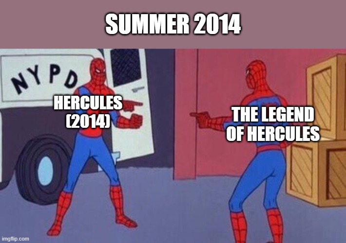 spiderman pointing at spiderman | SUMMER 2014; HERCULES (2014); THE LEGEND OF HERCULES | image tagged in spiderman pointing at spiderman | made w/ Imgflip meme maker
