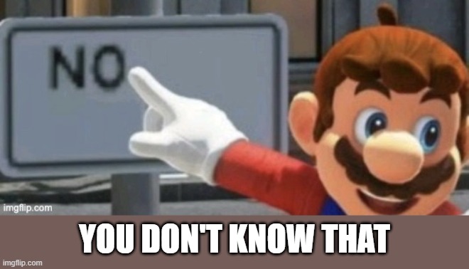 mario no sign | YOU DON'T KNOW THAT | image tagged in mario no sign | made w/ Imgflip meme maker