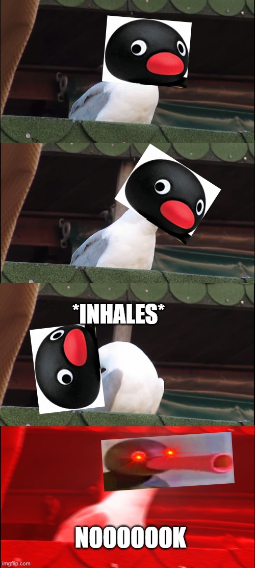 pingu facts | *INHALES*; NOOOOOOK | image tagged in memes,inhaling seagull | made w/ Imgflip meme maker