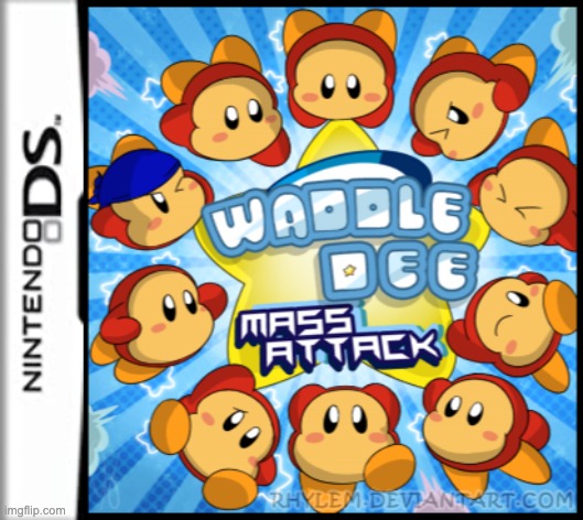 Waddle Dee Mass Attack! | image tagged in waddle dee,nintendo ds,fake game,i wish this was real,stop reading the tags | made w/ Imgflip meme maker