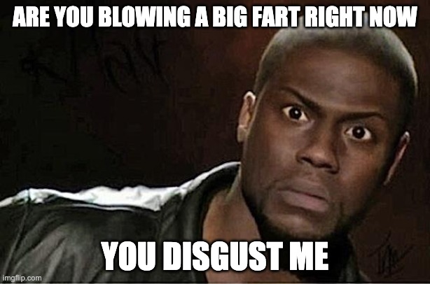 Kevin Hart | ARE YOU BLOWING A BIG FART RIGHT NOW; YOU DISGUST ME | image tagged in memes,kevin hart | made w/ Imgflip meme maker