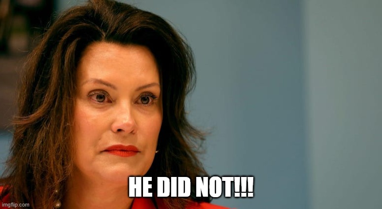Gov. Whitmer | HE DID NOT!!! | image tagged in gov whitmer | made w/ Imgflip meme maker
