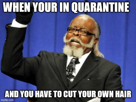 Too Damn High | WHEN YOUR IN QUARANTINE; AND YOU HAVE TO CUT YOUR OWN HAIR | image tagged in memes,too damn high | made w/ Imgflip meme maker
