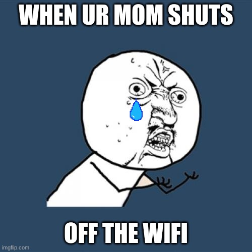 Y U No Meme | WHEN UR MOM SHUTS; OFF THE WIFI | image tagged in memes,y u no | made w/ Imgflip meme maker