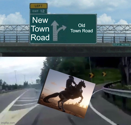 Left Exit 12 Off Ramp | New Town Road; Old Town Road | image tagged in memes,left exit 12 off ramp | made w/ Imgflip meme maker