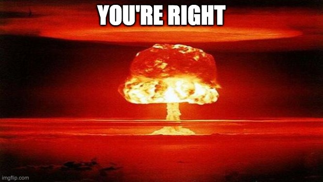 Atomic Bomb | YOU'RE RIGHT | image tagged in atomic bomb | made w/ Imgflip meme maker