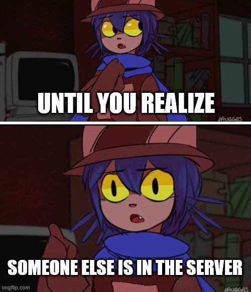 This is advanced OneShot | UNTIL YOU REALIZE SOMEONE ELSE IS IN THE SERVER | image tagged in this is advanced oneshot | made w/ Imgflip meme maker