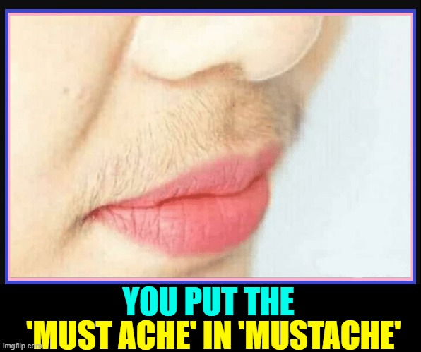 Share the Silent Heartache for Mona's Hormones | YOU PUT THE; 'MUST ACHE' IN 'MUSTACHE' | image tagged in vince vance,hormones,heartache,mustache,making fun,new memes | made w/ Imgflip meme maker