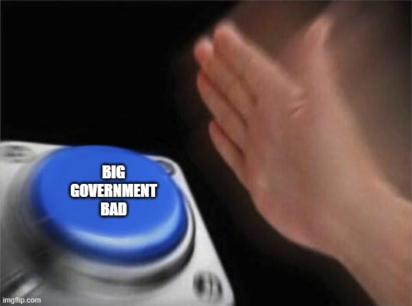 Blank Nut Button Meme | BIG GOVERNMENT BAD | image tagged in memes,blank nut button | made w/ Imgflip meme maker