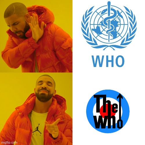 Drake Hotline Bling WHO/THE WHO | image tagged in memes,drake hotline bling,who,the who | made w/ Imgflip meme maker