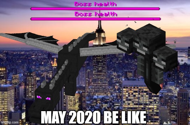 2020 | MAY 2020 BE LIKE | image tagged in ender dragon,the wither,minecraft | made w/ Imgflip meme maker
