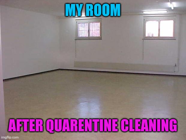 Empty Room | MY ROOM AFTER QUARENTINE CLEANING | image tagged in empty room | made w/ Imgflip meme maker