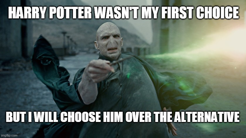 HARRY POTTER WASN'T MY FIRST CHOICE; BUT I WILL CHOOSE HIM OVER THE ALTERNATIVE | image tagged in harry potter | made w/ Imgflip meme maker