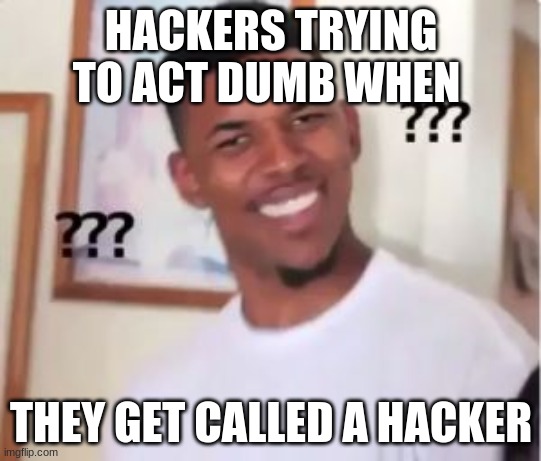 Nick Young | HACKERS TRYING TO ACT DUMB WHEN; THEY GET CALLED A HACKER | image tagged in nick young | made w/ Imgflip meme maker