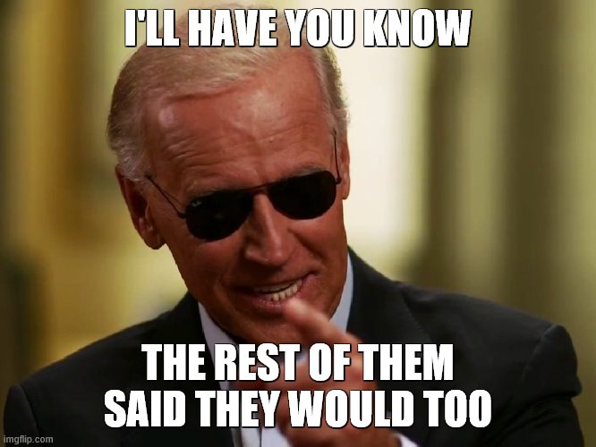 Cool Joe Biden | I'LL HAVE YOU KNOW THE REST OF THEM SAID THEY WOULD TOO | image tagged in cool joe biden | made w/ Imgflip meme maker