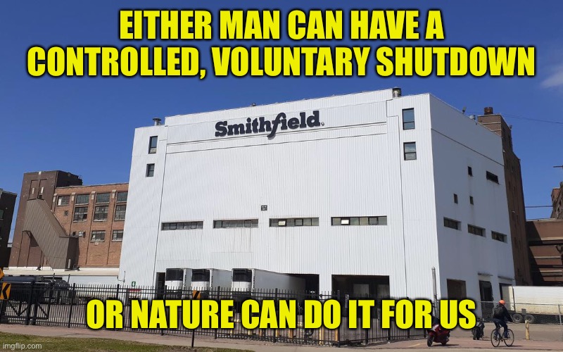 Man vs Nature | EITHER MAN CAN HAVE A CONTROLLED, VOLUNTARY SHUTDOWN; OR NATURE CAN DO IT FOR US | image tagged in shutdown,corona,infection,nature | made w/ Imgflip meme maker