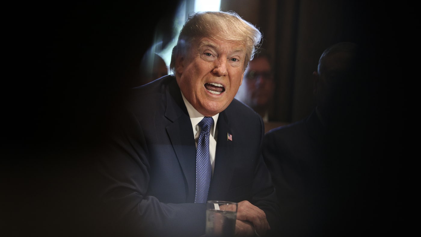 Trump angry, shouting with teeth Blank Meme Template