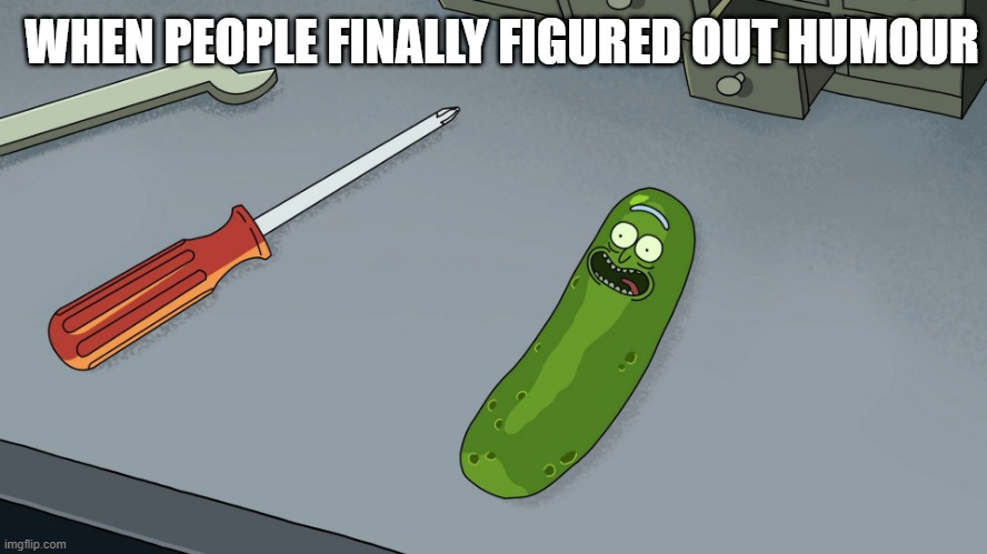 rick and morty pickle rick | WHEN PEOPLE FINALLY FIGURED OUT HUMOUR | image tagged in rick and morty pickle rick | made w/ Imgflip meme maker