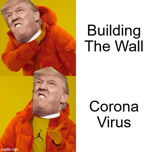 Drake Hotline Bling Meme | Building The Wall; Corona Virus | image tagged in memes,drake hotline bling | made w/ Imgflip meme maker