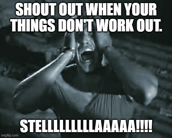 Stellaaa (A Streetcar Named Desire) | SHOUT OUT WHEN YOUR THINGS DON'T WORK OUT. STELLLLLLLLLAAAAA!!!! | image tagged in stellaaa a streetcar named desire | made w/ Imgflip meme maker