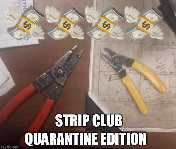 Quarantine club | STRIP CLUB; QUARANTINE EDITION | image tagged in funny,quarantine,2020,memes | made w/ Imgflip meme maker
