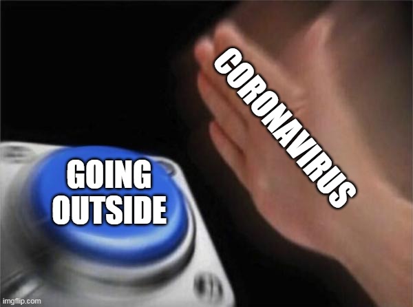 Blank Nut Button | CORONAVIRUS; GOING OUTSIDE | image tagged in memes,blank nut button | made w/ Imgflip meme maker