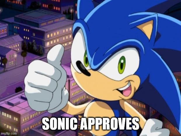 Sonic 2.0 | SONIC APPROVES | image tagged in sonic 20 | made w/ Imgflip meme maker