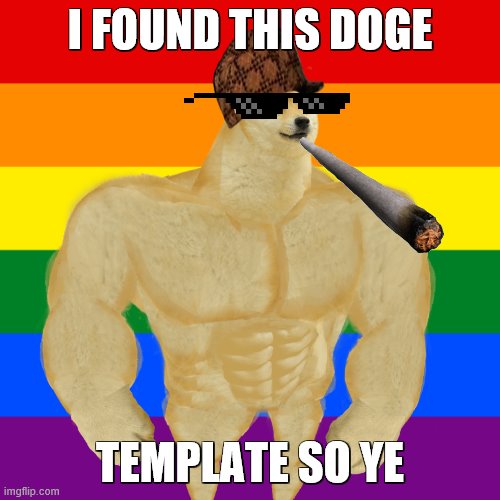 Gay ass doge | I FOUND THIS DOGE; TEMPLATE SO YE | image tagged in gay ass doge | made w/ Imgflip meme maker