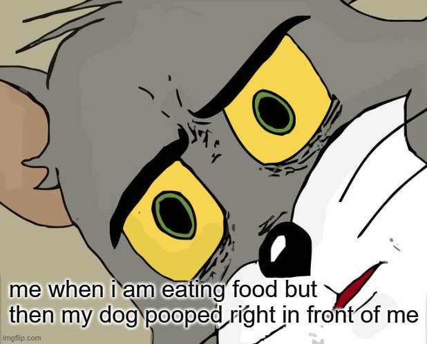Unsettled Tom Meme | me when i am eating food but then my dog pooped right in front of me | image tagged in memes,unsettled tom | made w/ Imgflip meme maker