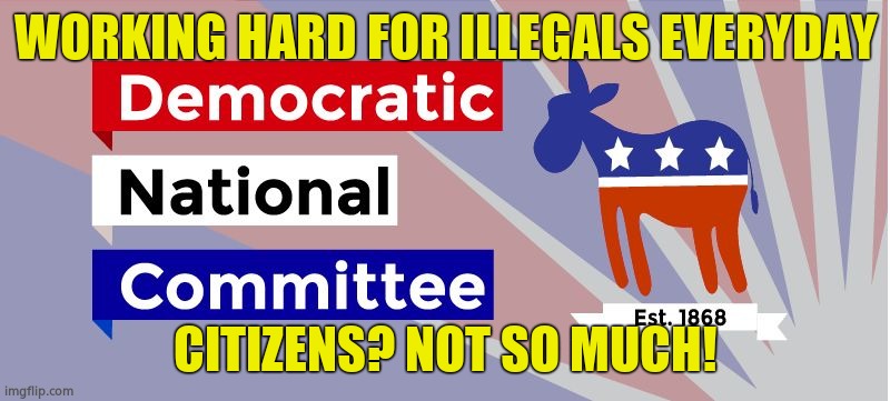 DNC | WORKING HARD FOR ILLEGALS EVERYDAY CITIZENS? NOT SO MUCH! | image tagged in dnc | made w/ Imgflip meme maker