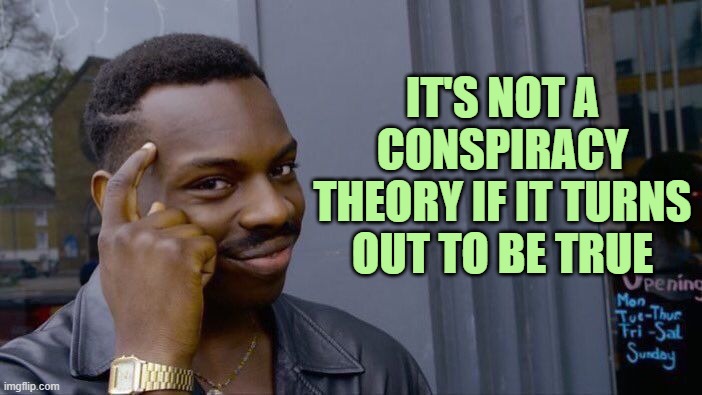 Roll Safe Think About It Meme | IT'S NOT A CONSPIRACY THEORY IF IT TURNS OUT TO BE TRUE | image tagged in memes,roll safe think about it | made w/ Imgflip meme maker