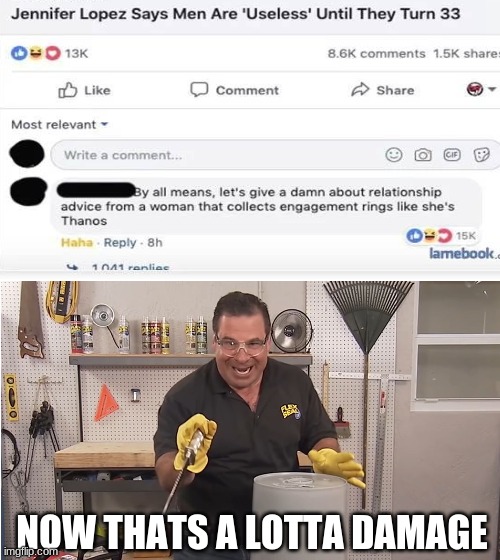 NOW THAT'S A LOTTA DAMAGE | NOW THATS A LOTTA DAMAGE | image tagged in roasted,memes,phil swift,burned,flex tape | made w/ Imgflip meme maker
