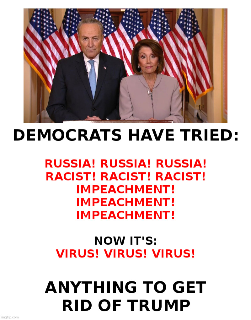 From "Russia! Russia! Russia!" to "Virus! Virus! Virus!" | image tagged in democrats,russia,racist,impeachment,coronavirus,trump,ConservativeMemes | made w/ Imgflip meme maker