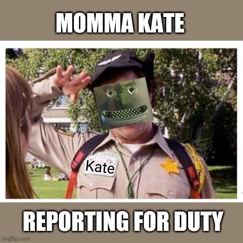 Aye Aye Captain | MOMMA KATE REPORTING FOR DUTY Kate | image tagged in aye aye captain | made w/ Imgflip meme maker